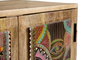 GINER Y COLOMER - Buffet 2 portes en bois de manguier naturel avec motifs ethniques peints à la main - 60 x 60 x 30 cm